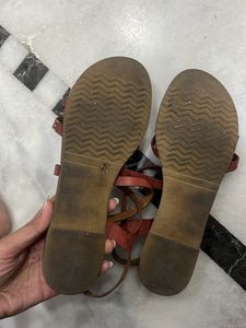 Rust Strappy Flat Sandals Westside