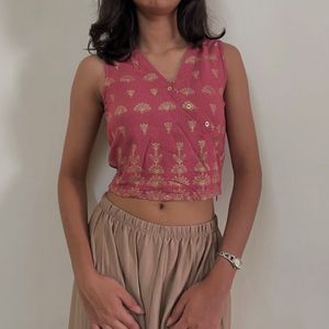 Rose Gold Floral Crop Top