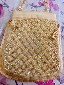 Golden Gota Patti Embroidered Potli Bag