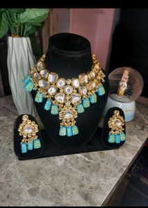 Sky Blue Royal Kundan Jewelry Set