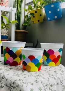 Colorful Painted Planter Pots - Set of 3
