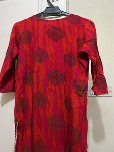 Red-White kurta Set