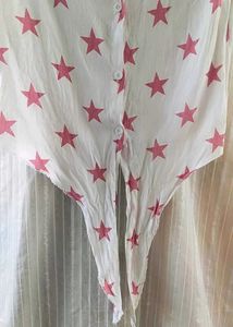 Star Print Tie-Front Top