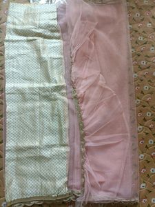 Brand New Net Peach Colour Saree