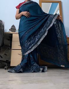 Satin And Net Saree
