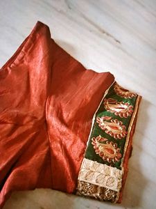 Green Saree With Embroidered Blouse