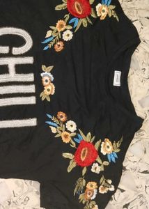 Embroidered &#39;Chill&#39; Graphic Tee