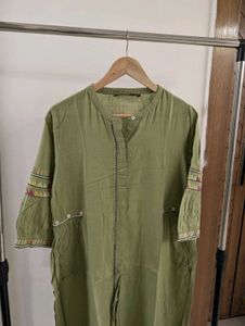 Olive Embroidered Dress