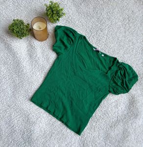Green Puff Sleeve Top