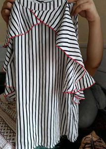 Striped Ruffle Trim Top