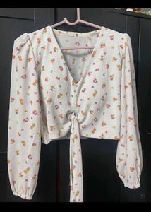 Padded Floral Print Tie-Front Top (women's)