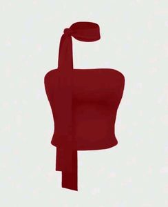 maroon tube top with scarf 💅🏻