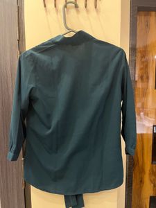 Elegant Green Tie-Neck Blouse