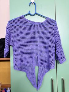 Crociet Pattern Purple Top