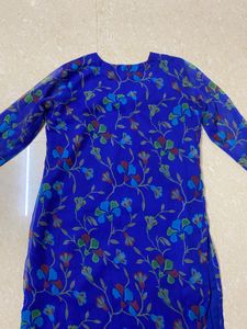 Blue Floral Embroidered Kurti ( Price Negotiable )