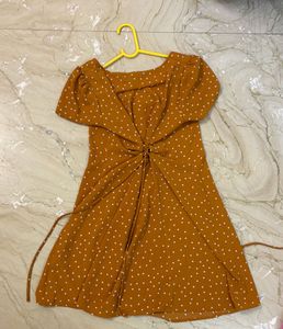Polka Dot Mini Dress Size M Yellow