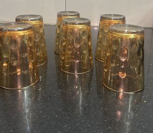 Amber Textured Drinking Glasses (Set of 6)- New