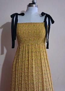 Floral Tie-Strap Smocked Dress