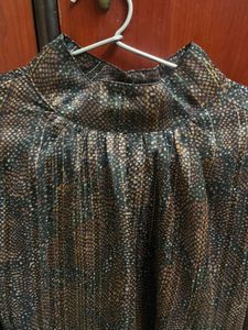 Stylish Metallic Mock Neck Top
