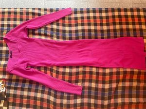 Pink Ribbed Nitted  Bodycon Dress