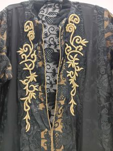 Elegant Black &amp; Gold Embroidered Gown Jacket