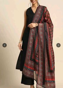 Elegant Black Kurti with Printed Dupatta