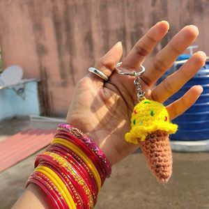 Crochet Ice Cream Keychain