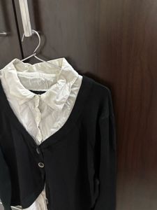 Black Cardigan with White Shirt