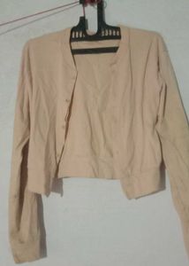 Beige Cropped Cardigan