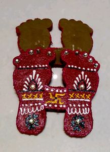 2&#34; Laxmiji Charan PADUKA STICKER Made From Cow Dun