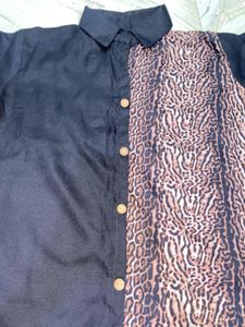 Animal Print Panel Button-Down