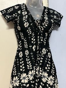 Pintrest Yk2 Floral Print Black Dress
