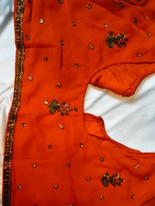 Orange Embellished Saree