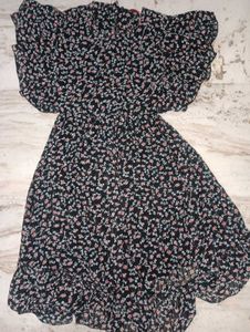 Floral Print Black Dress