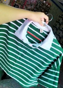 Striped Green &amp; White Tee