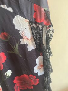 Newme Asia Tube Maxi Bodycon Black Floral Dress