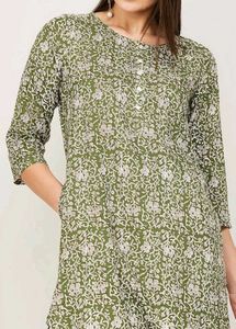 Green Floral Print Kurti