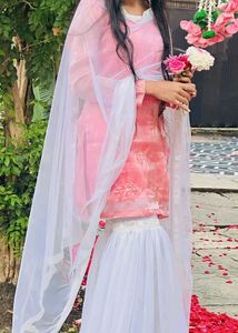 Pink Embroidered Kurta Garara Set