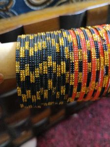 black and orange bangle set