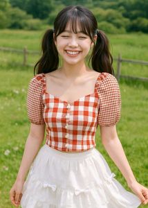 Korean Retro Gingham Print Crop Top