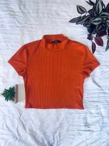 Mock Neck Fitted Crop Top