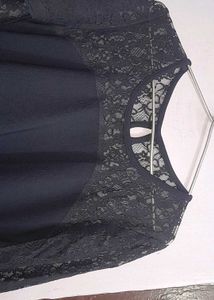 segsy dark blue lace work full sleeve dress