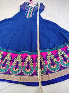 Pure Cotton Blue Dress With Embroidery Work