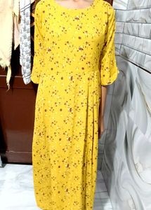 Beautiful Mustard Frok With Flur