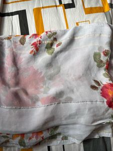 Floral Print Saree with pink blouse