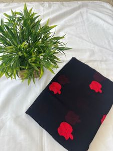 Black &amp; Red Floral Saree
