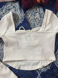 Cute White Long Sleeve Top