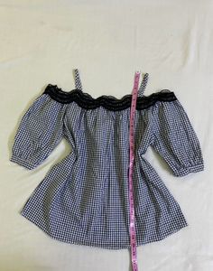 Korean Gingham Off-Shoulder Top Fits S-M