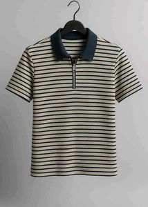 Product Title: Classic Navy & Beige Striped Half-Z