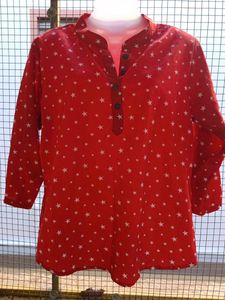 Red Star Print Blouse